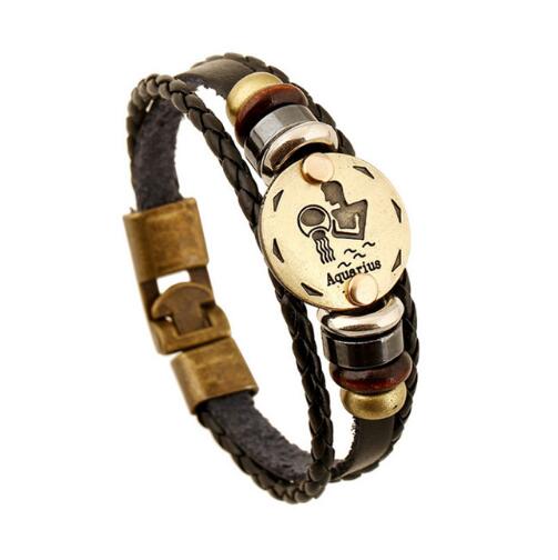 Zodiac Signs Bracelet with Bronze Alloy Buckles