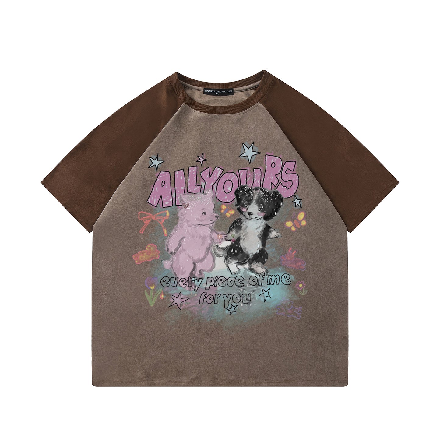 Little Bear Dog Printed Short Sleeve — Harajuku Style Loose Cotton Tee