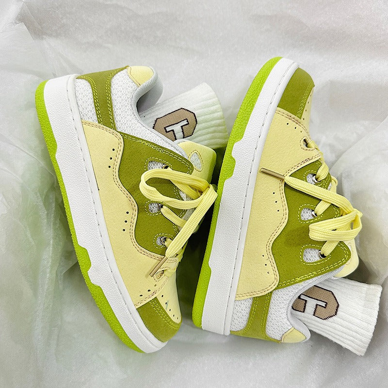 Retro Colorful Bread Shoes - Thick-Soled Skateboard Style