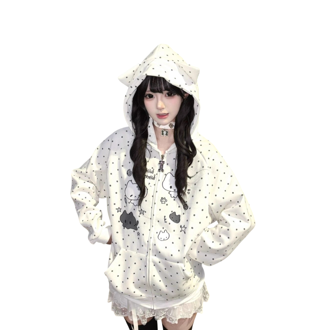 Cute Cat Print Hoodie