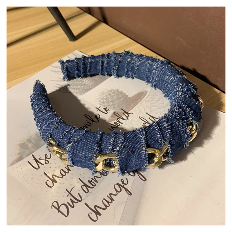 Chain Denim Headband