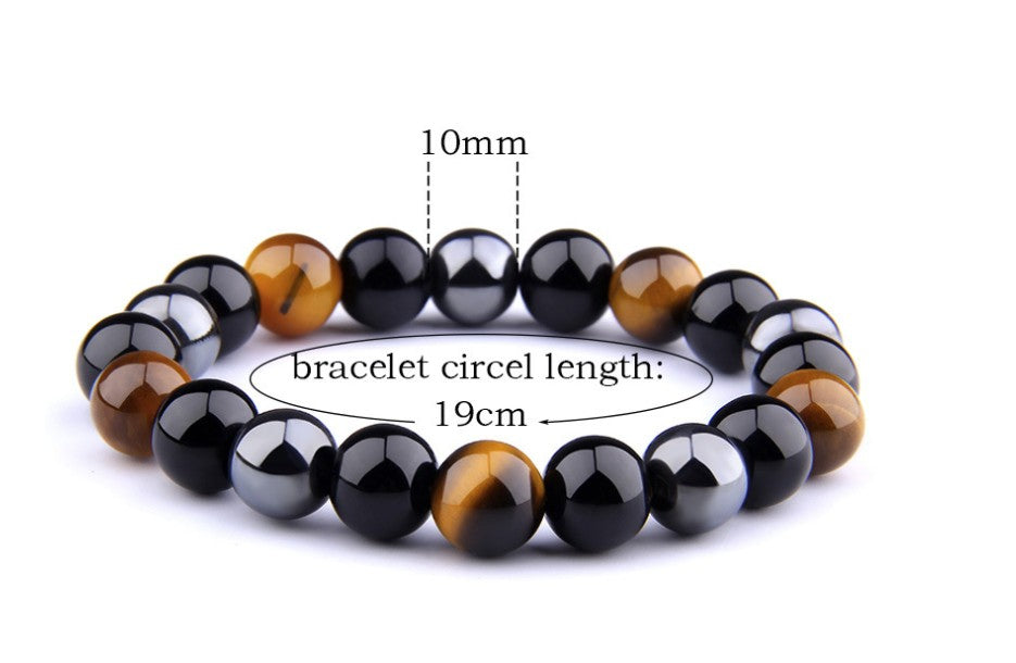 Men's 6mm 8mm 10mm Tiger's Eye Obsidian Hematite Bracelet