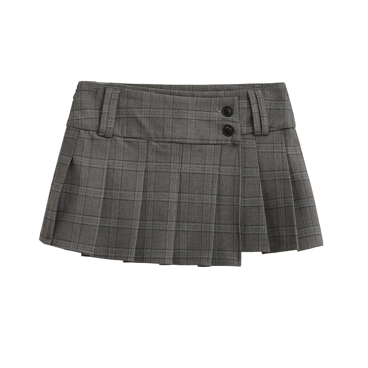 Harajuku Style Checkered Pleated Mini Skirt in Black and Gray