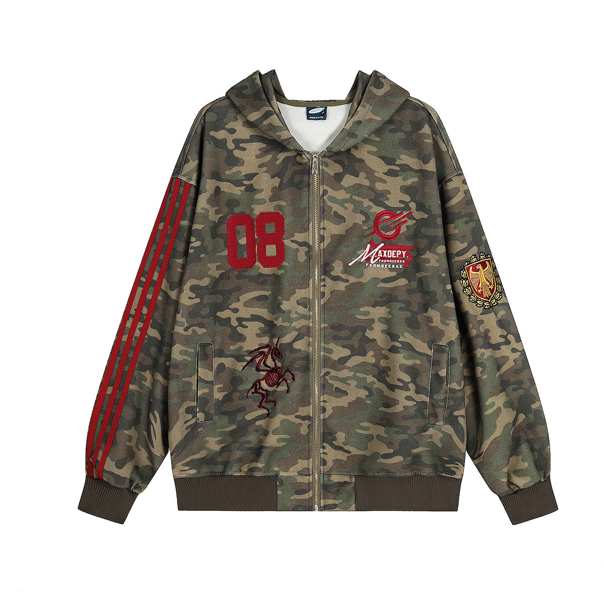 Embroidered Zipper Hoodie