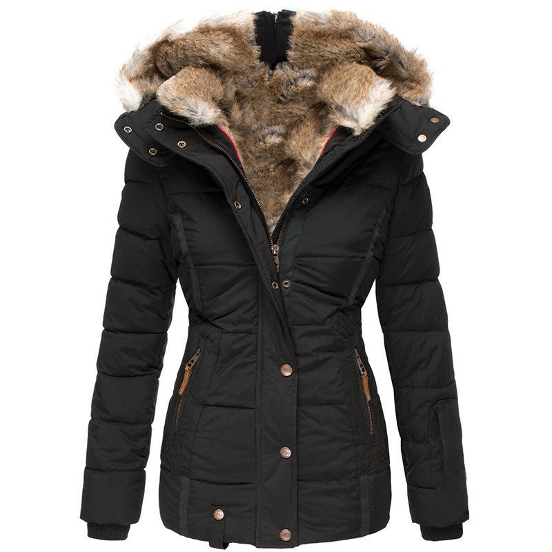 Zipper Long Sleeve Slim Fit Cotton Hooded Jacket