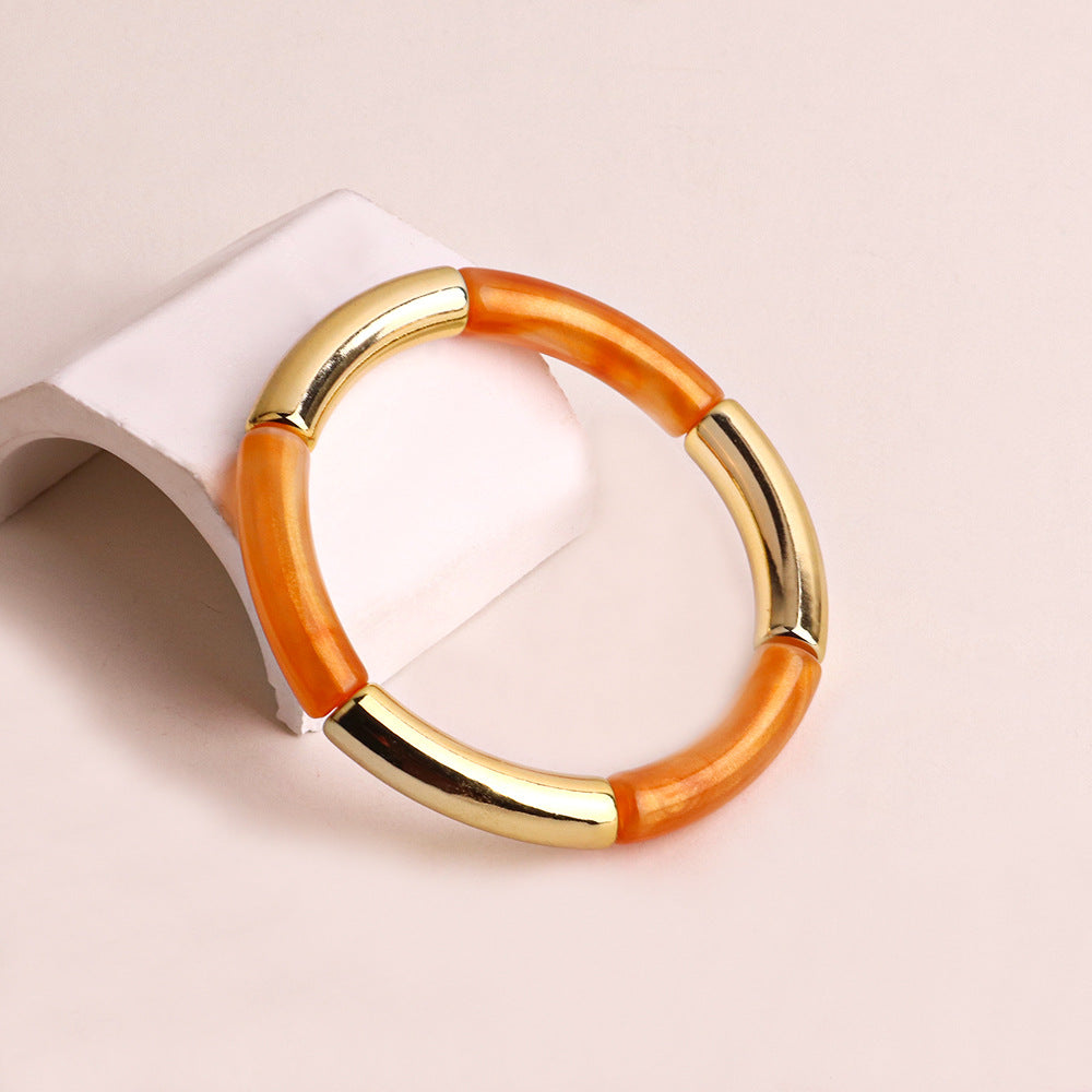Harajuku Style Double Color Tube Bead Elastic Bracelet