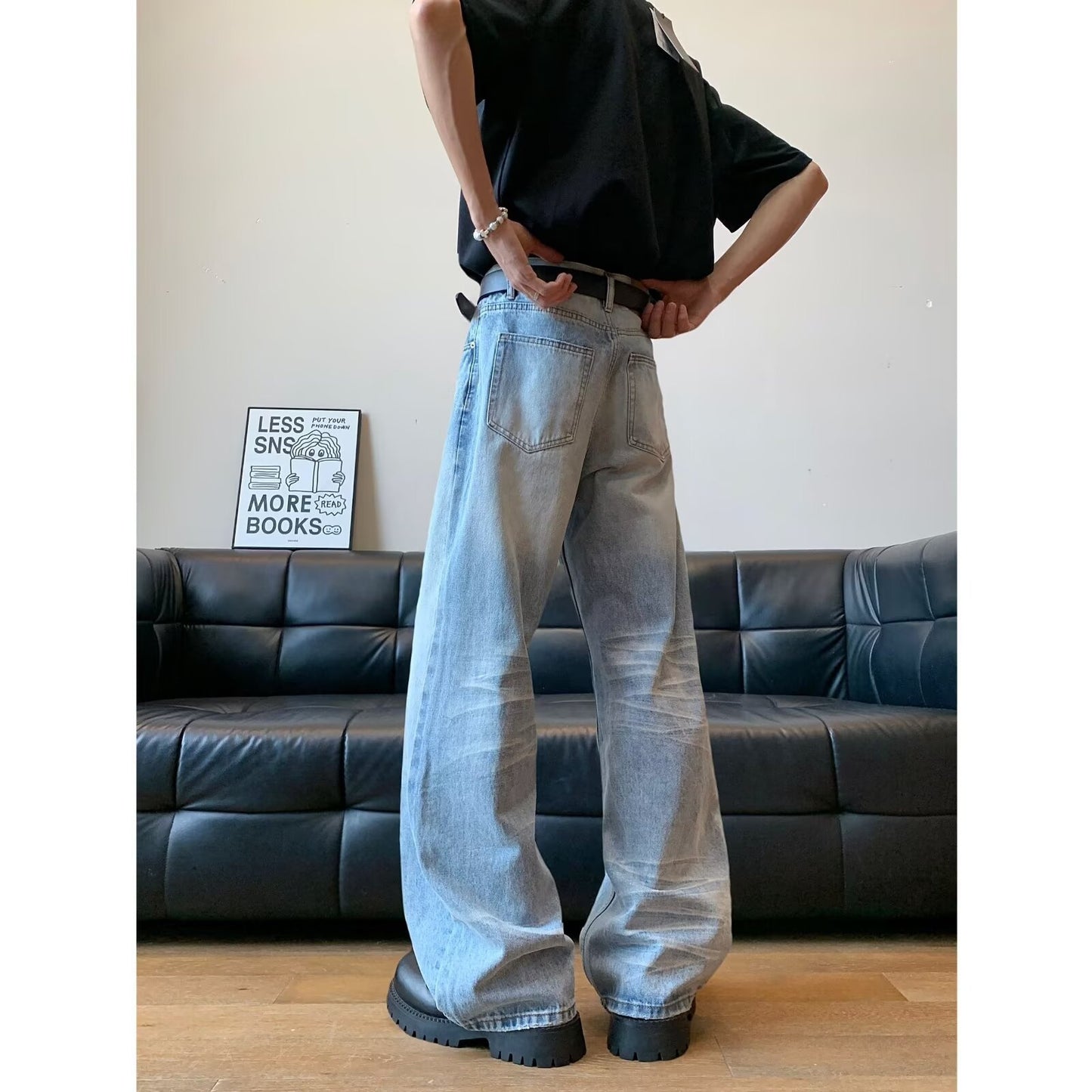 Playful Loose Wide Leg Denim Pants