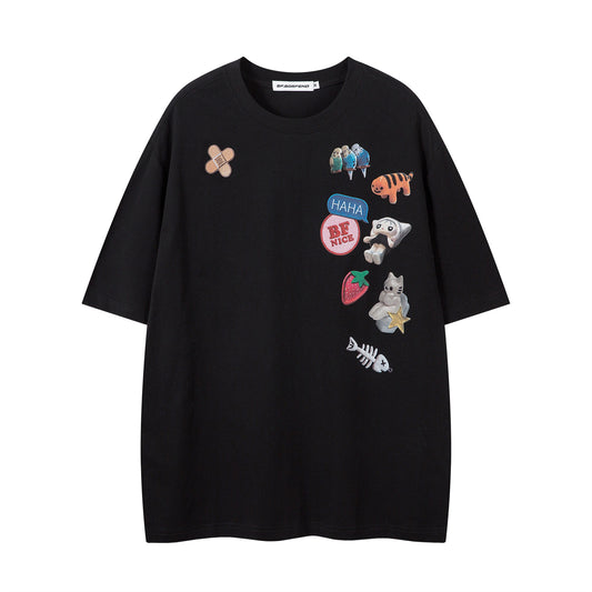 Street Fun Cartoon Print T-Shirt - Unisex Casual Top