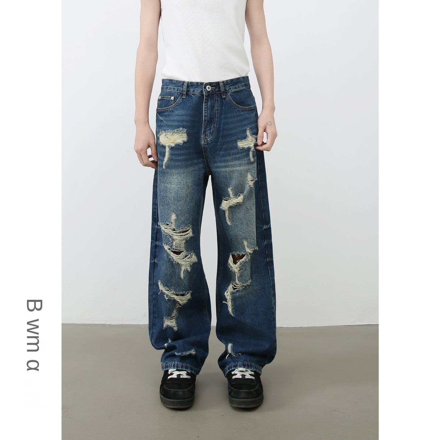 Men's High Street Harajuku Distressed Denim Pants