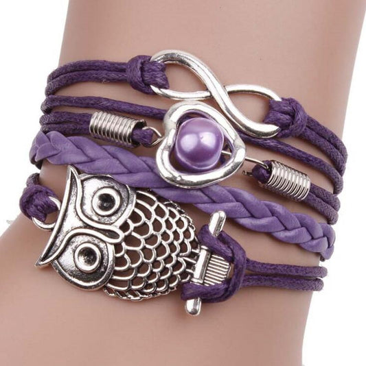 Infinity Owl Pearl Friendship Bracelet - Multilayer Charm