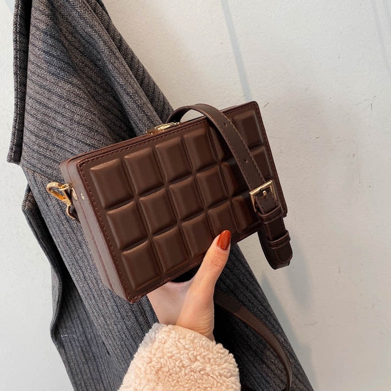 Playful Embossed Chocolate Crossbody Bag