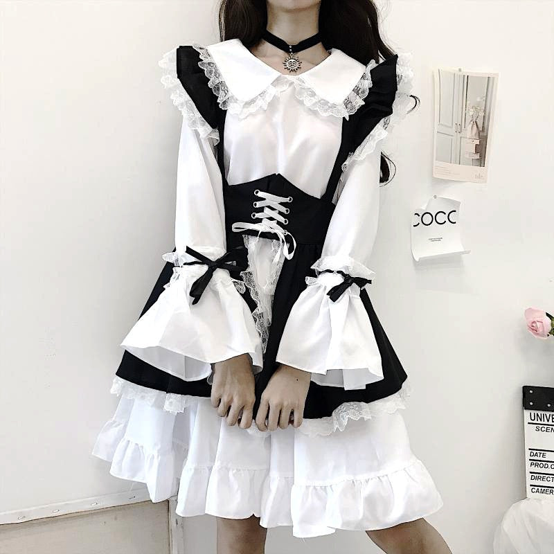 Cute Black and White Lolita Maid Dress