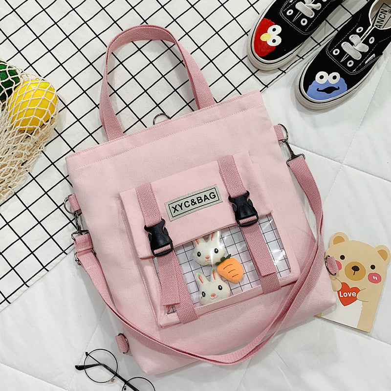 Harajuku Style Transparent Canvas Messenger Bag