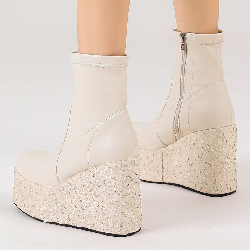 Women's Ankle Boots - Punk Style with High Platform Wedge Heels