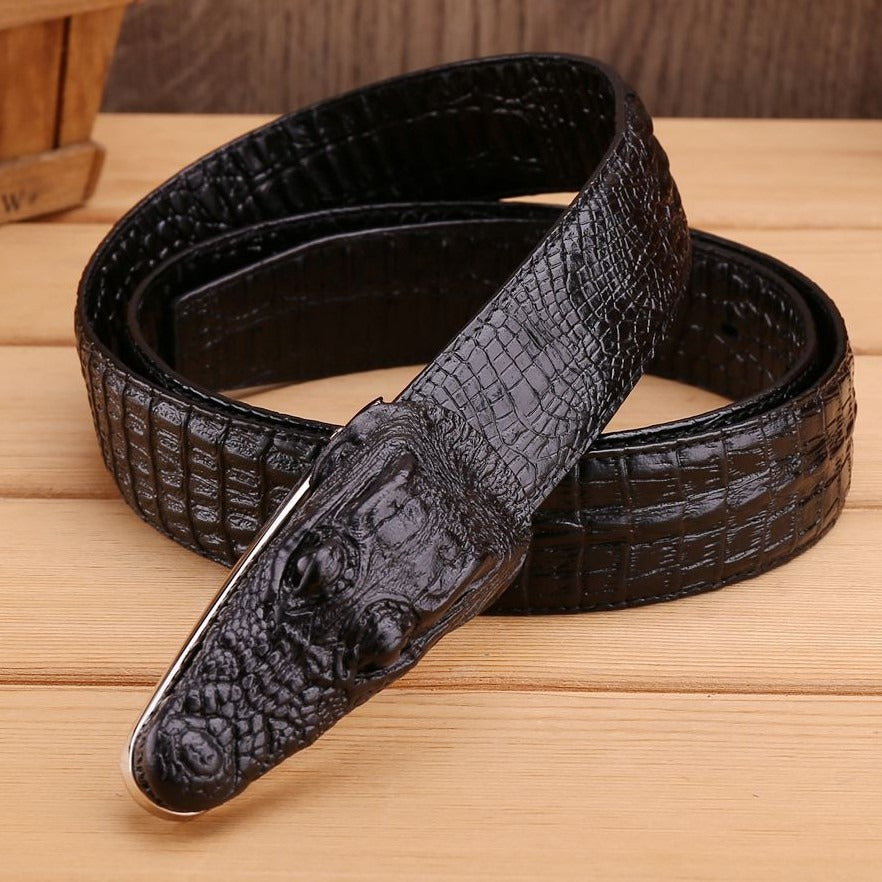 Luxury Alligator Design Cowhide Leather Crocodile Belt for Men