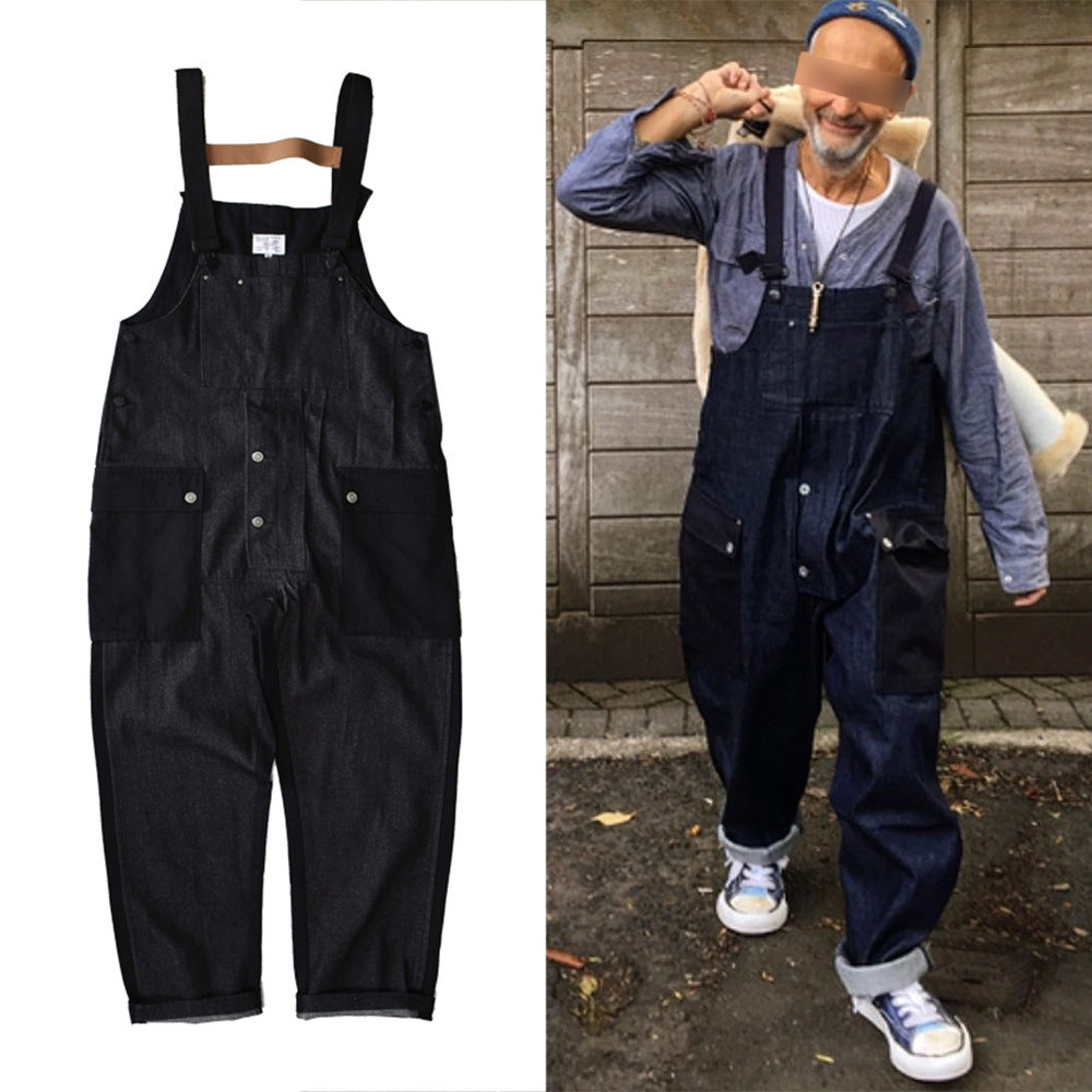 Harajuku Style Color Block Spliced Work Overalls