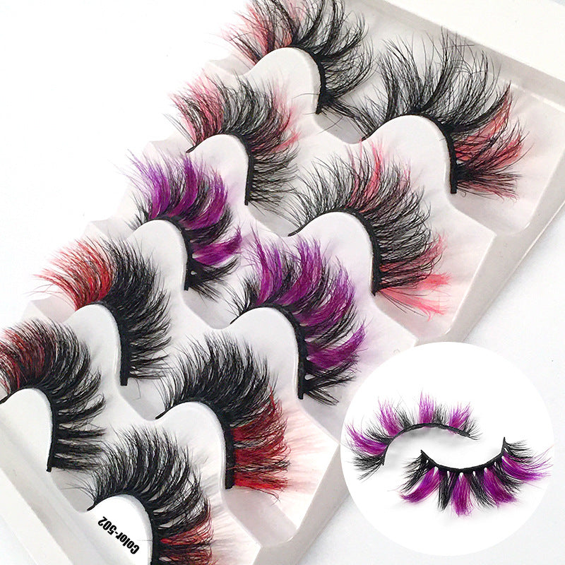 Colorful 8D Fluffy Multi-Layer Mink Eyelashes - 5 Pairs