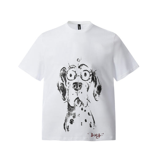 Cartoon Dog Print Short Sleeve T-Shirt