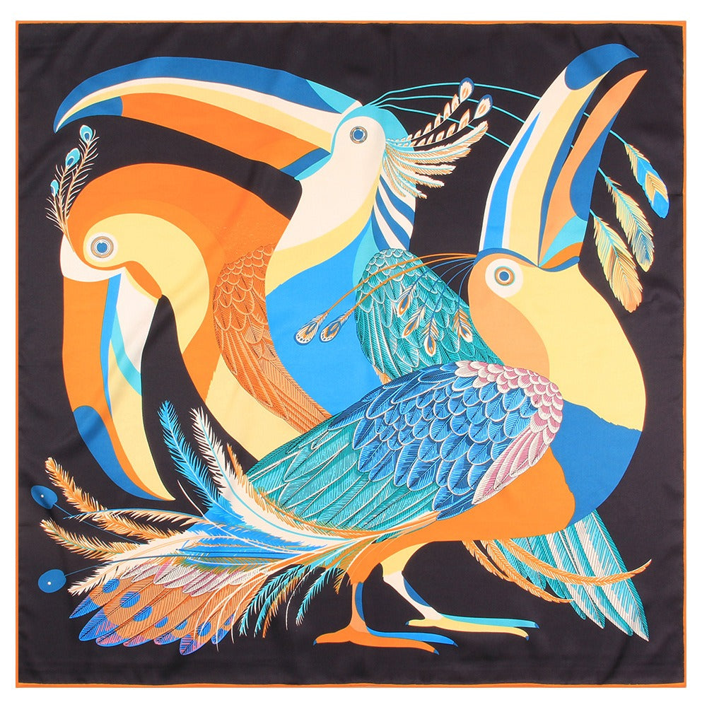 Big Mouth Bird Print Twill Square Scarf