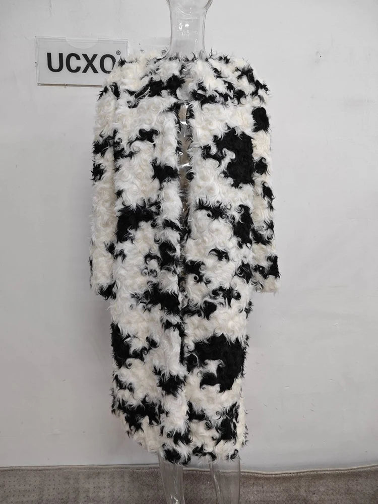 Harajuku Style Lambswool Fur Contrast Cardigan