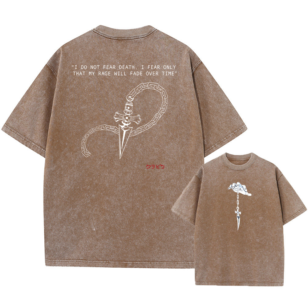 Printed Retro Washed Cotton T-Shirt Clothing
