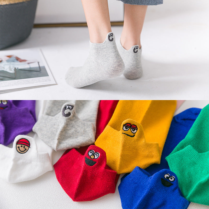 Playful Candy Color Ankle Socks for Women
