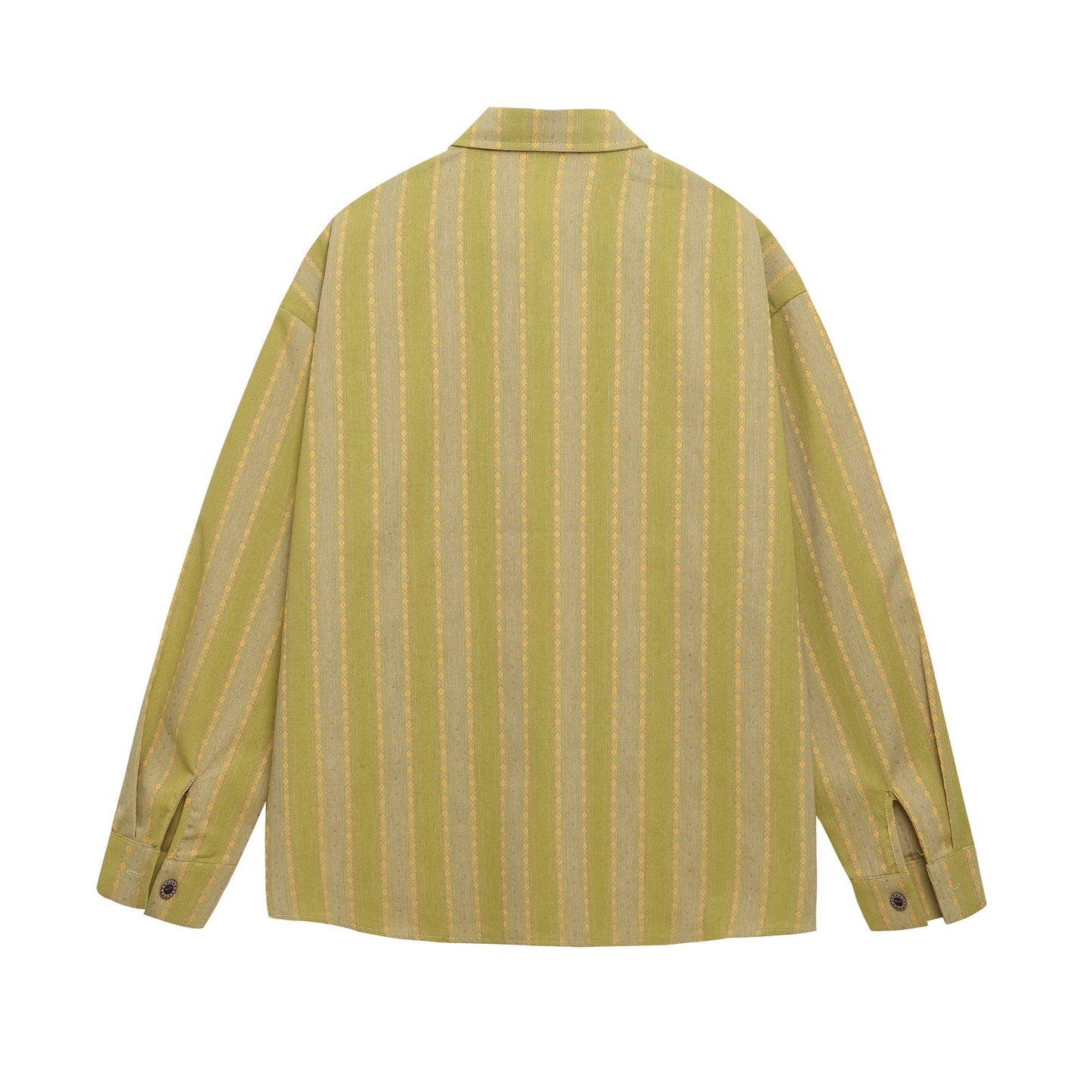 Retro Fun Cute Bear Embroidery Striped Loose Casual Long Sleeve Shirt Top for Men and Women