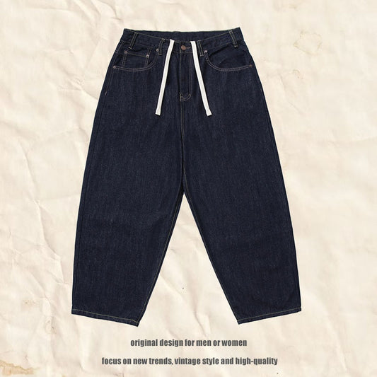 Harajuku Style Wide Leg Denim Pants - Retro Casual Fit