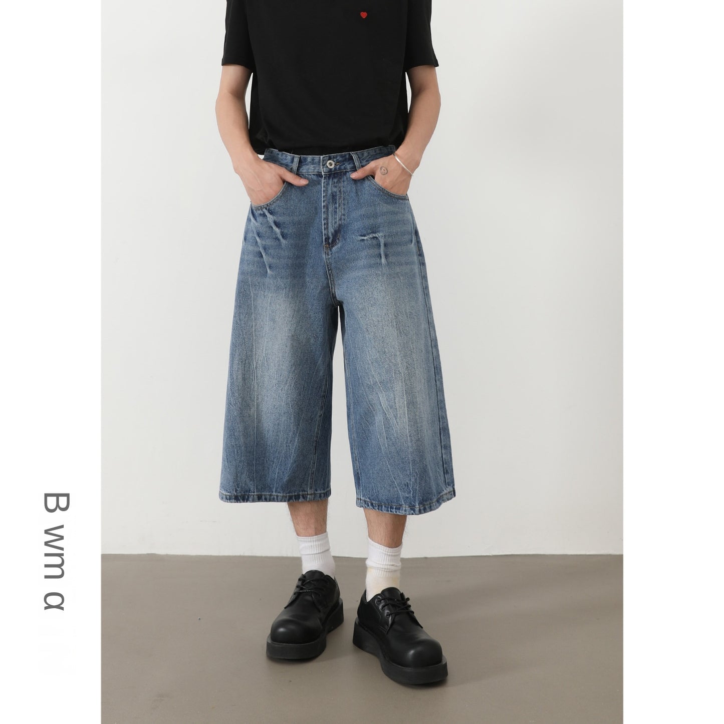 Harajuku Style Lightning Cracked Denim Pants for Men