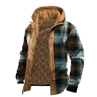 Men's Harajuku Plaid Jacket - Cotton 3D Printed Coat