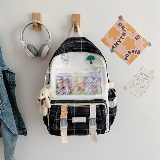 Cute Japanese JK Plaid School Backpack
