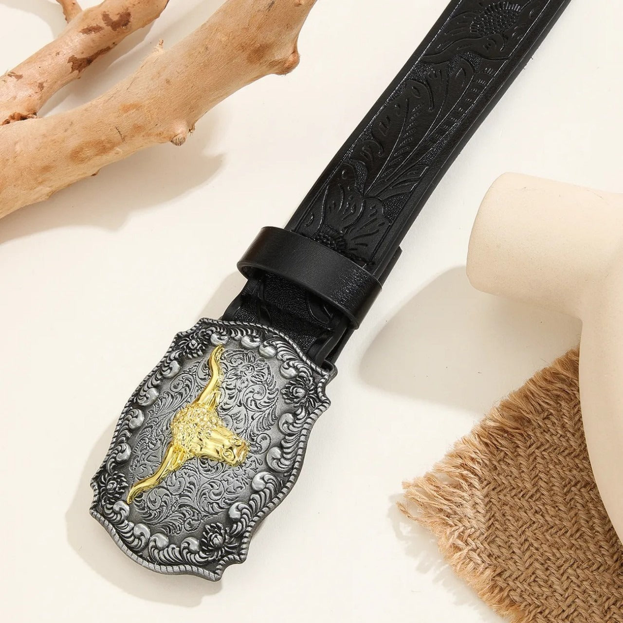 Harajuku Style Cowboy Belt with Bull Head Buckle