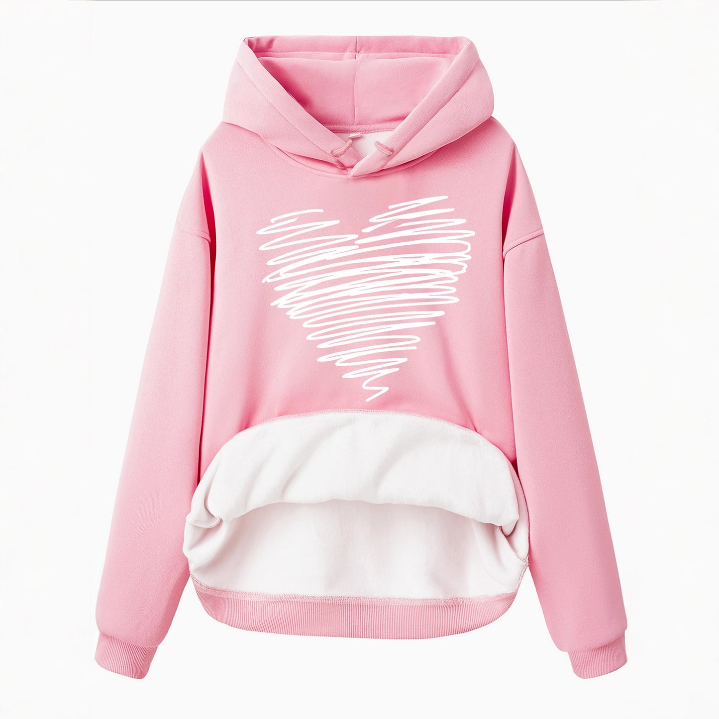 Hoodie with Heart-Shaped Pattern