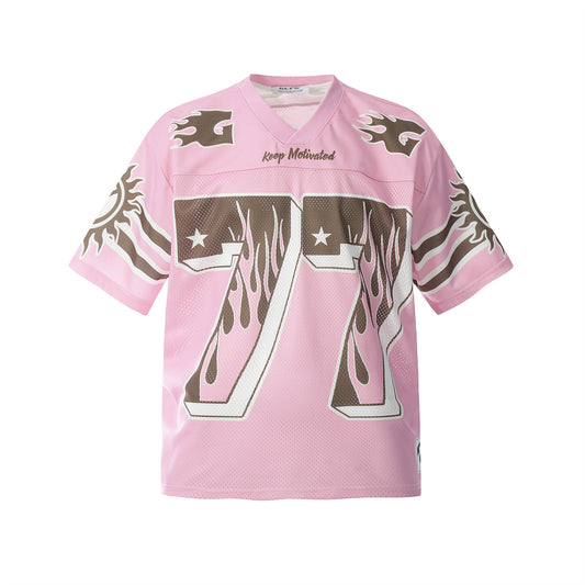 Retro V-Neck Unisex Sports Tee - Harajuku Style