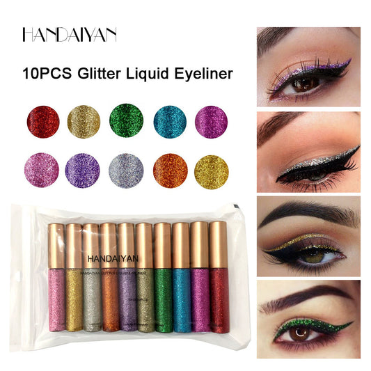Harajuku Style Explosive Glitter Liquid Eyeliner Set - 10 Pack