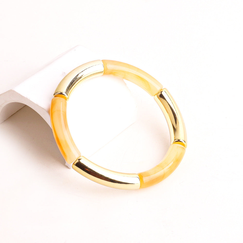 Harajuku Style Double Color Tube Bead Elastic Bracelet