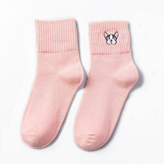 Cotton Sock Harajuku Cartoon Dog Embroidery Cute Socks