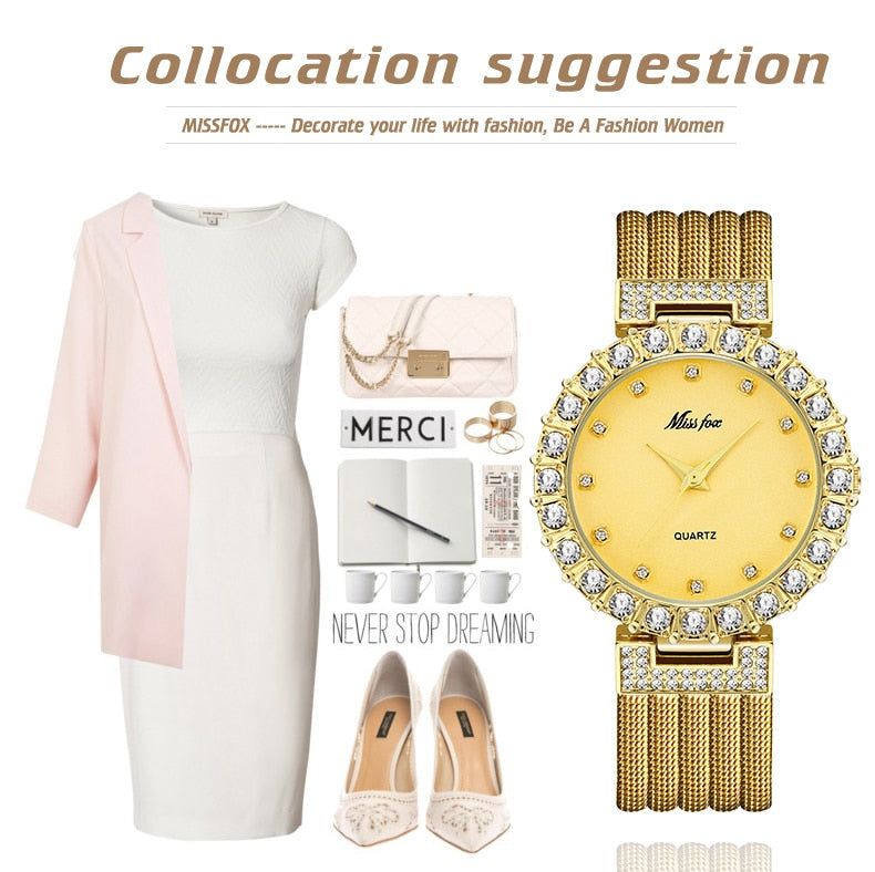 Luxury Diamond Women’s Watch - Waterproof Bracelet Style