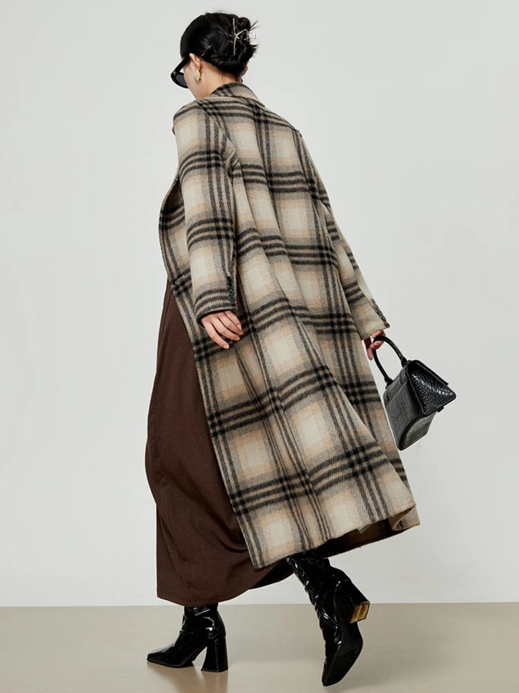 Harajuku Vintage Plaid Woolen Coat for Women