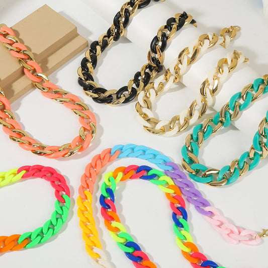 Colorful Cuban Chain Necklace - Harajuku Style