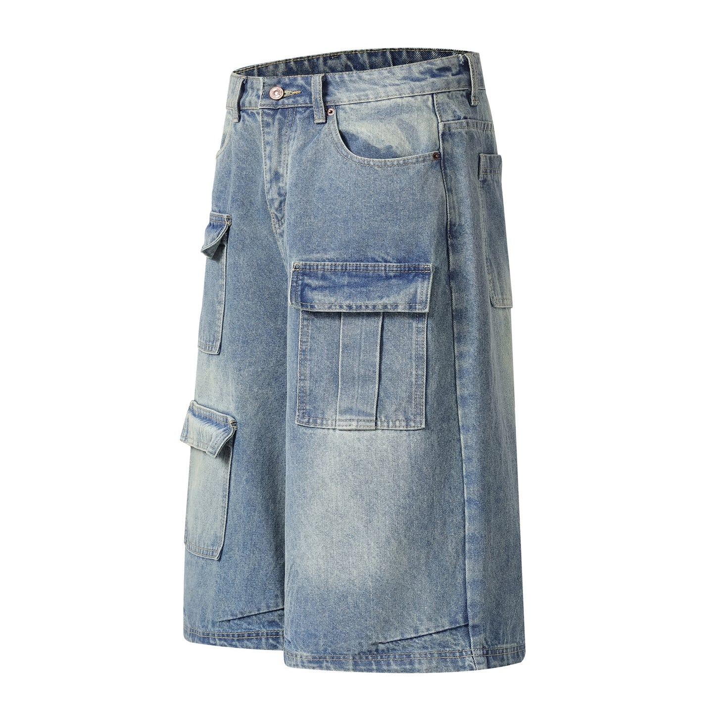 Retro Multi-Pocket Workwear Denim Pants