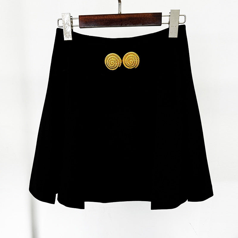 Harajuku-Inspired Pleated Mini Skirt with Metal Buckle