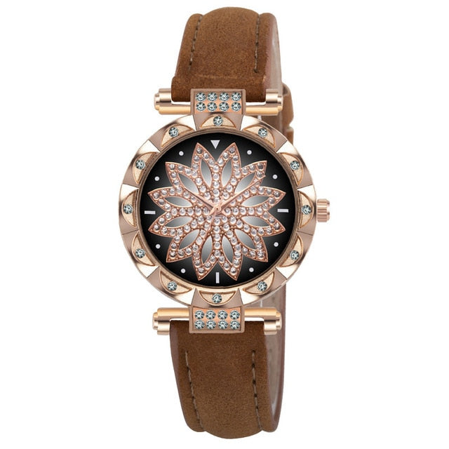 Starry Sky Leather Strap Watch for Women
