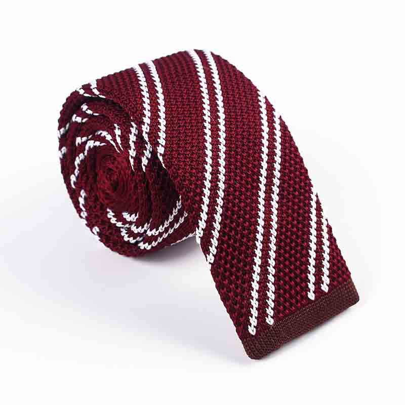 Twill Knitted Tie - Men's Stripe Contrast Tie
