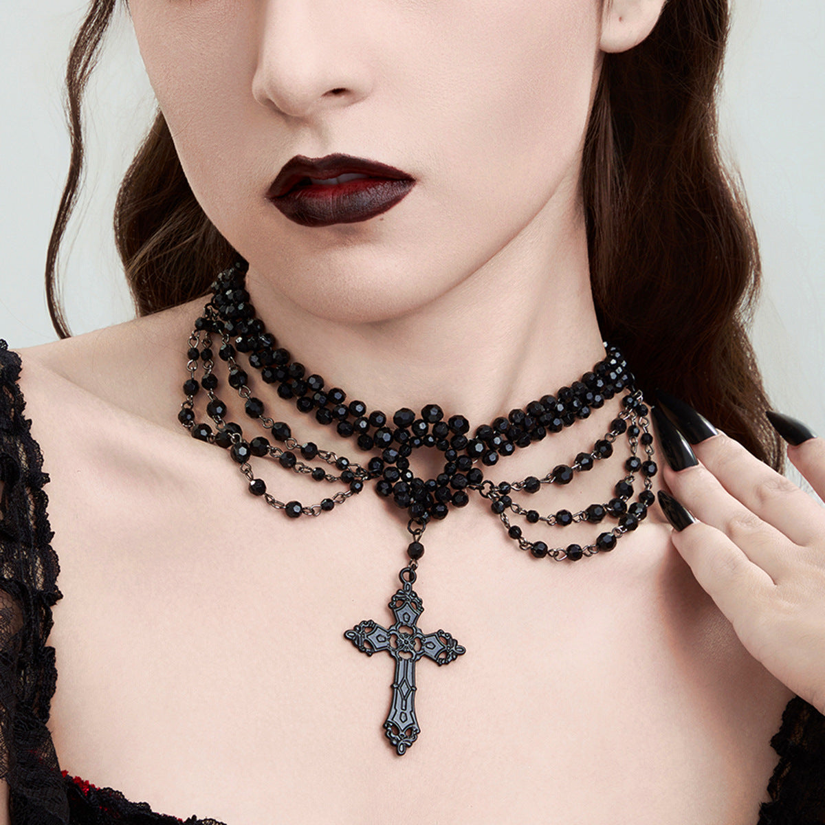 Harajuku Style Black Lace Collarbone Chain Necklace