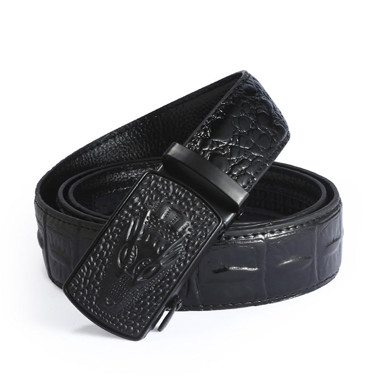 Personalized Crocodile Patterned Men's Belt with Automatic Buckle
