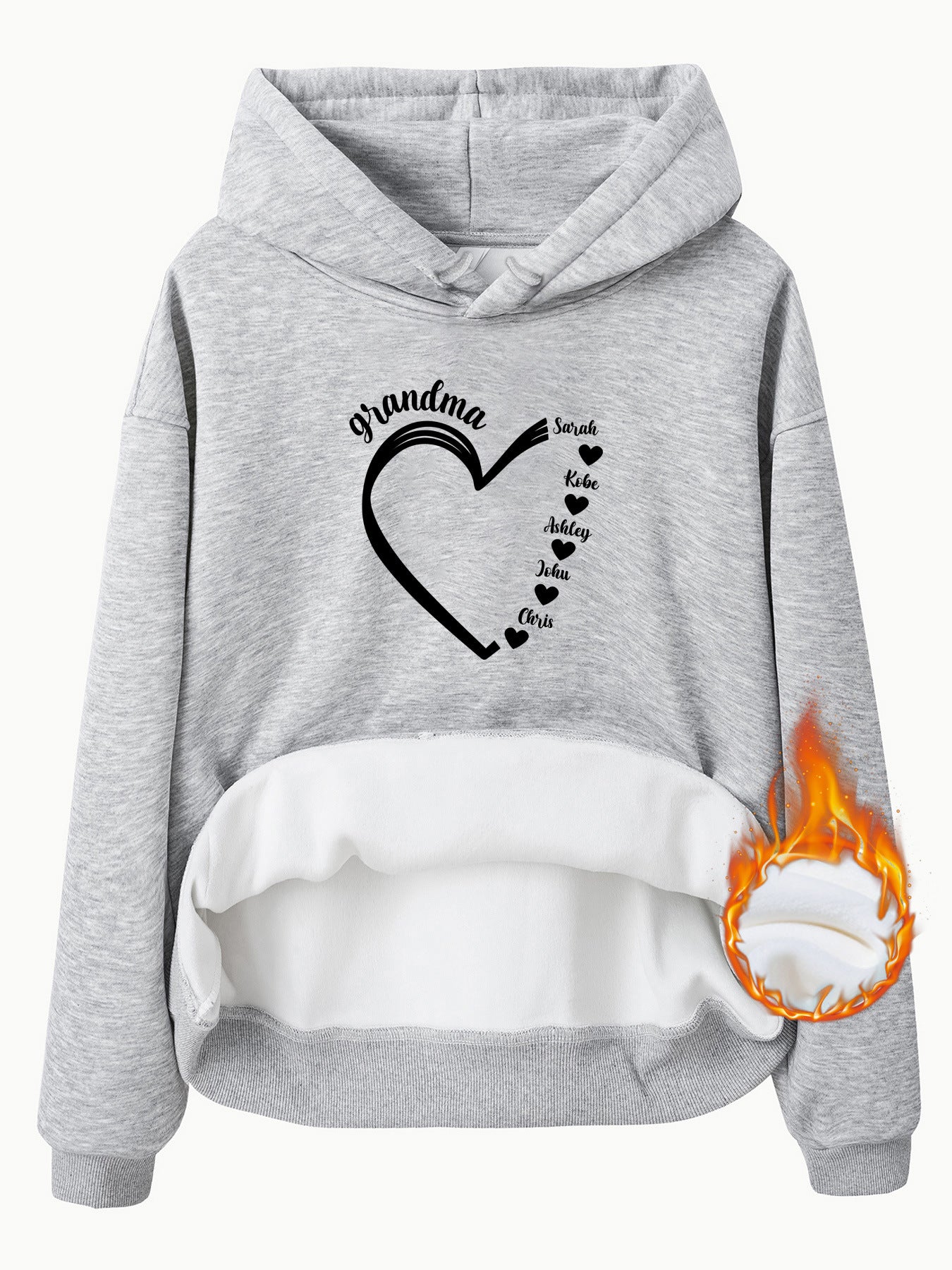 Top Hoodie with Grandma Love Pattern