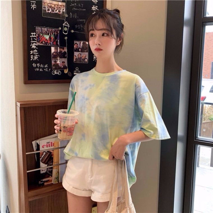 Casual Vintage Rainbow Faded Short Sleeve T-Shirt