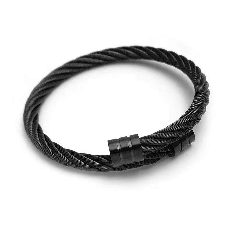 Harajuku-Inspired Titanium Steel Wire Bracelet for Men