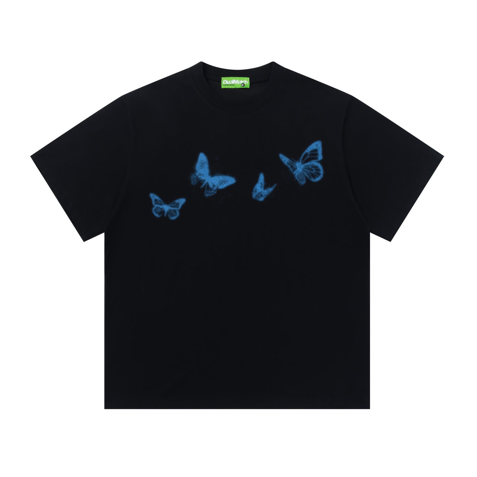 Dark Blue Butterfly Print Short Sleeve T-Shirt